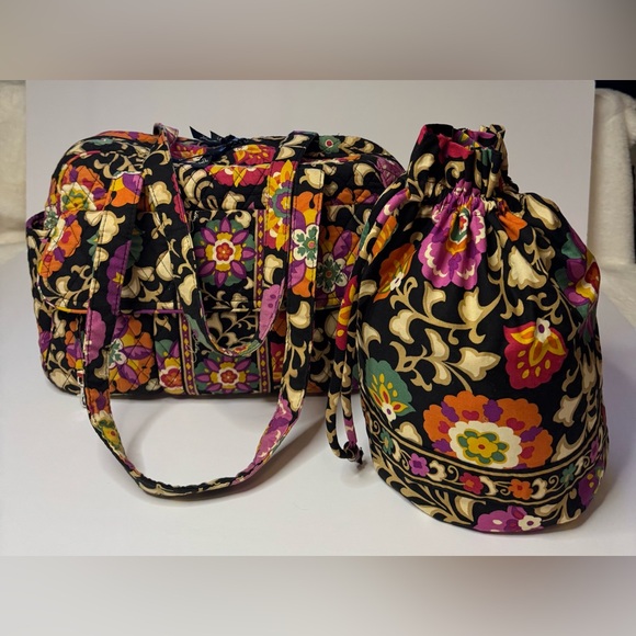 Vera Bradley Handbags - Vera Bradley Suzani Diaper Bag & Drawstring Lined Tote, 2 PC Bundle